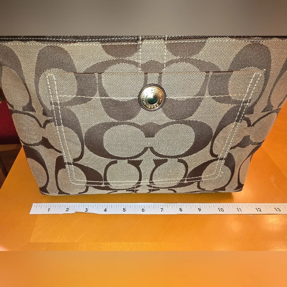 COACH 11689 Brown & Tan Signature Jacquard Canvas Shoulder Bag Mdium *no Hangtag - Picture 5 of 15